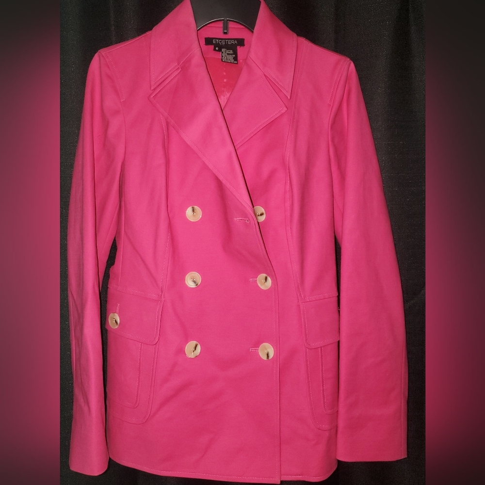 Fusia/Hot pink button jacket with pockets SZ 6 ETCETERA